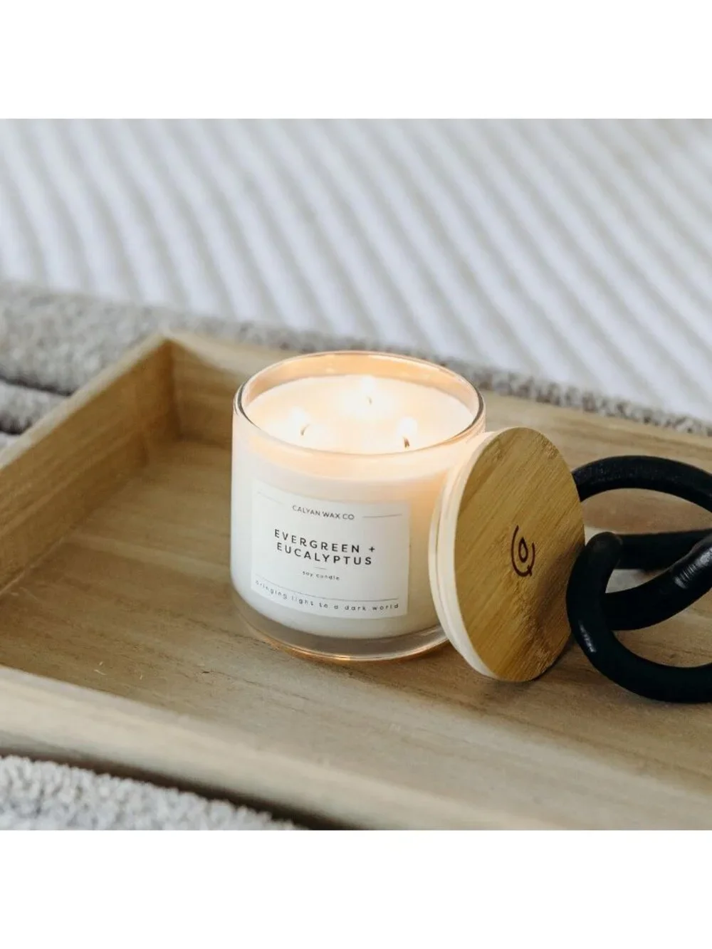Luxury 3 Wick Soy Candle - Evergreen & Eucalyptus - Long Lasting 43 Hour Burn